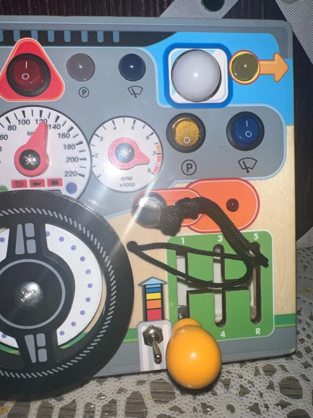 Wooden Steering Activity Board Toy in Multicolor